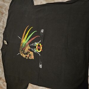 Black Graphic Tee with Colorful Skull Design CHICAGO BLACKHAWKS!  Hockey!!